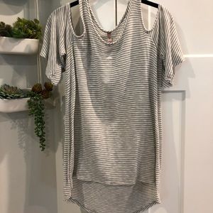 Gray and white cutout top